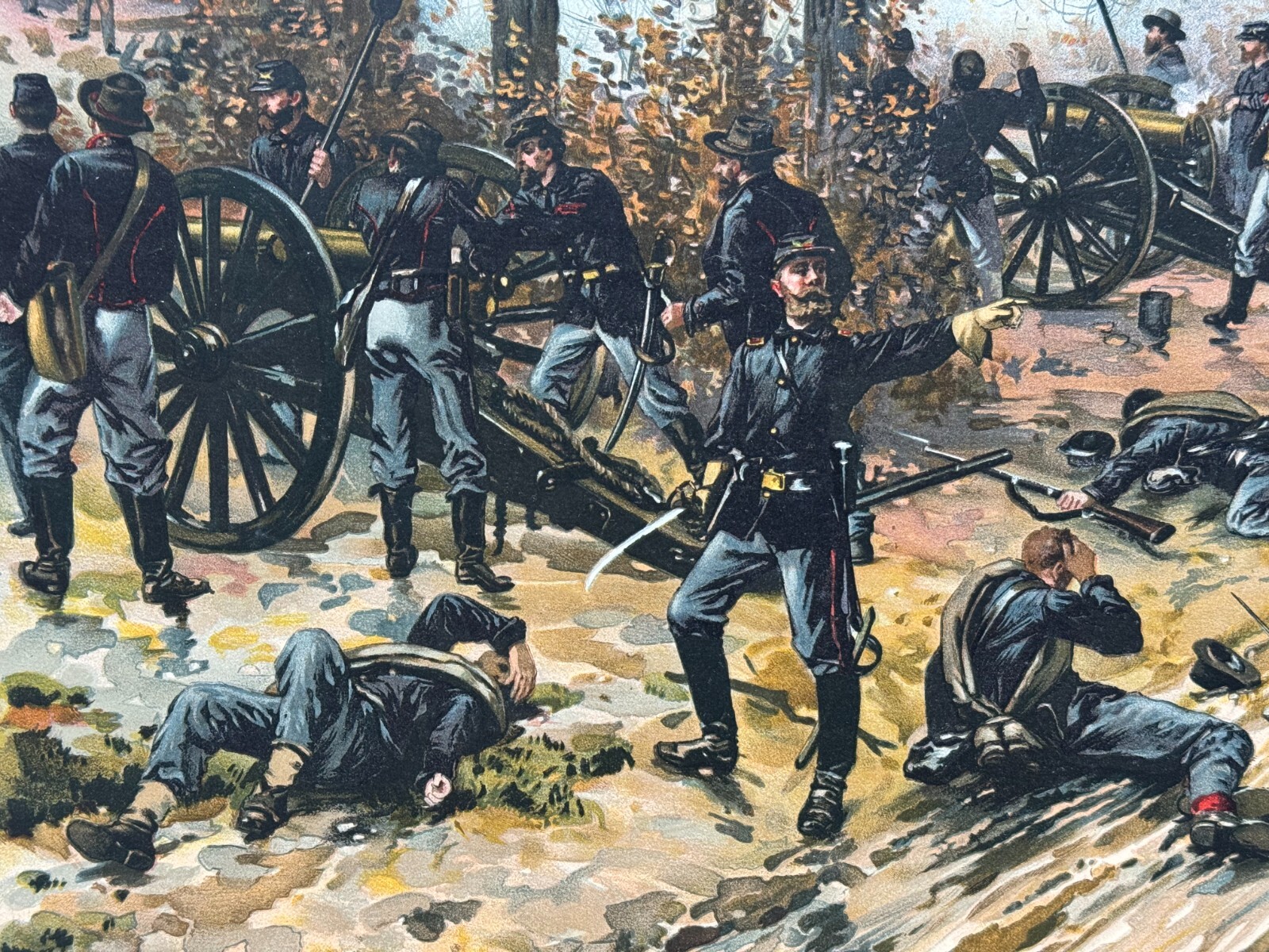 BATTLE OF SHILOH PITTSBURG ORIGINAL CIVIL WAR LITHOGRAPH L. PRANG 1888 BOSTON