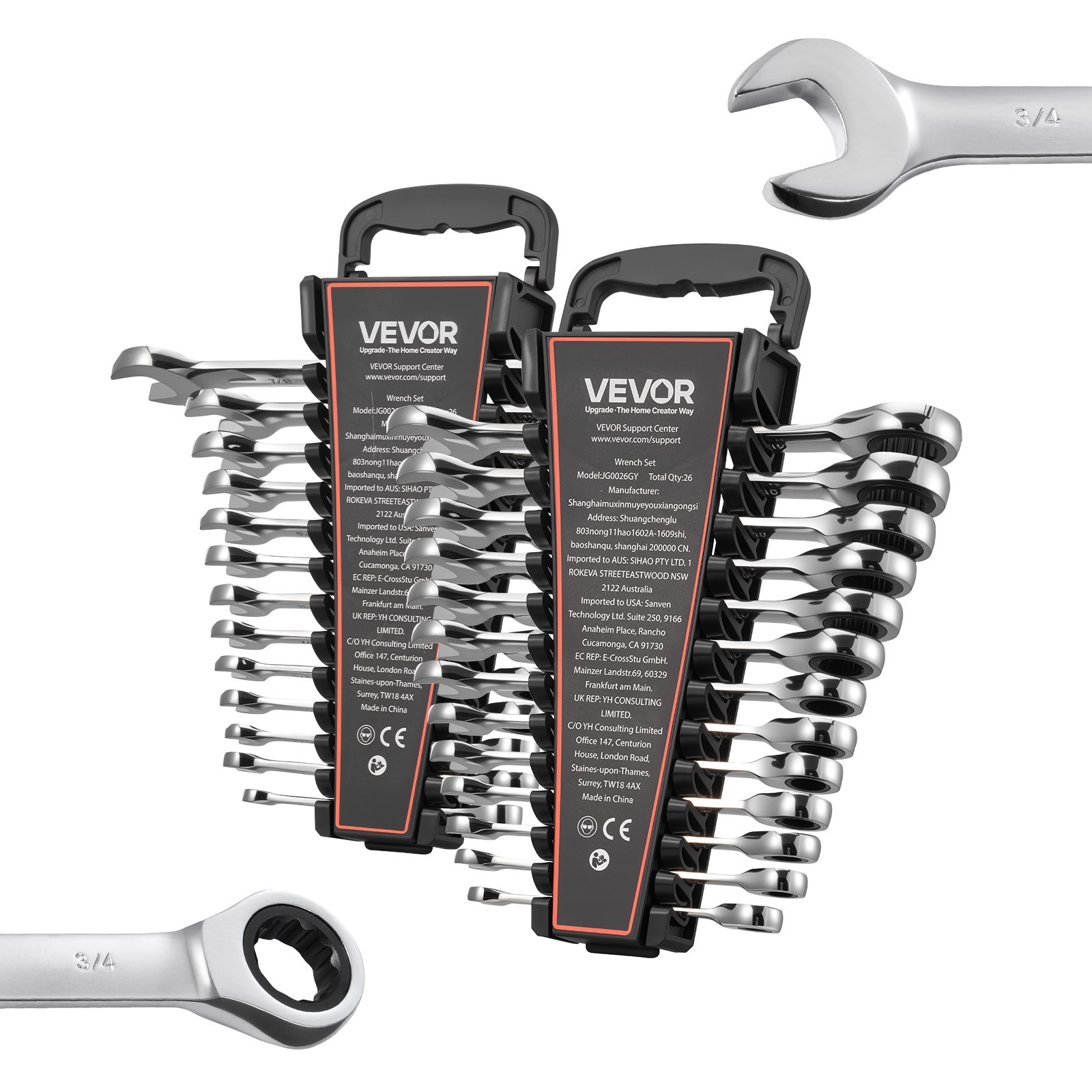 VEVOR Combination Wrench Set Ratcheting Wrench Set 26-Piece SAE Metric Repairs
