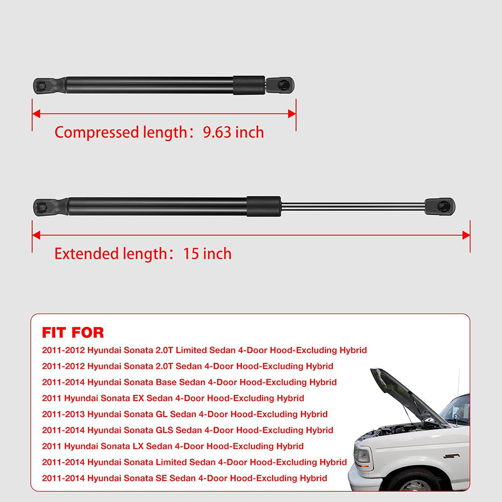 Front Hood Struts Shocks Lift Supports 6489 for 2011- 2014 Hyundai Sonata 4 Door