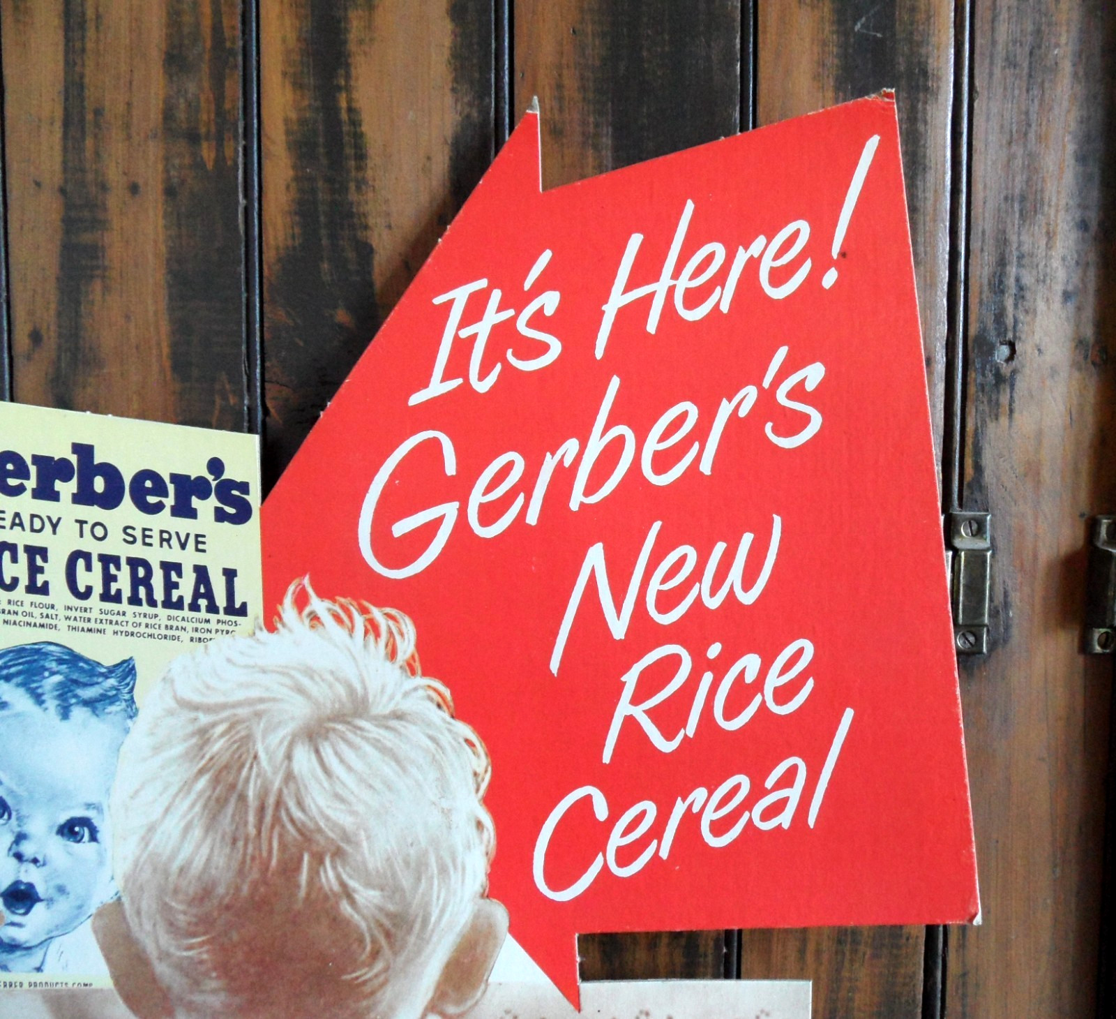orig. 1950s-60s GERBER'S Baby Food *BABY'S BOTTOM* Easel-Back Sign/Store Display