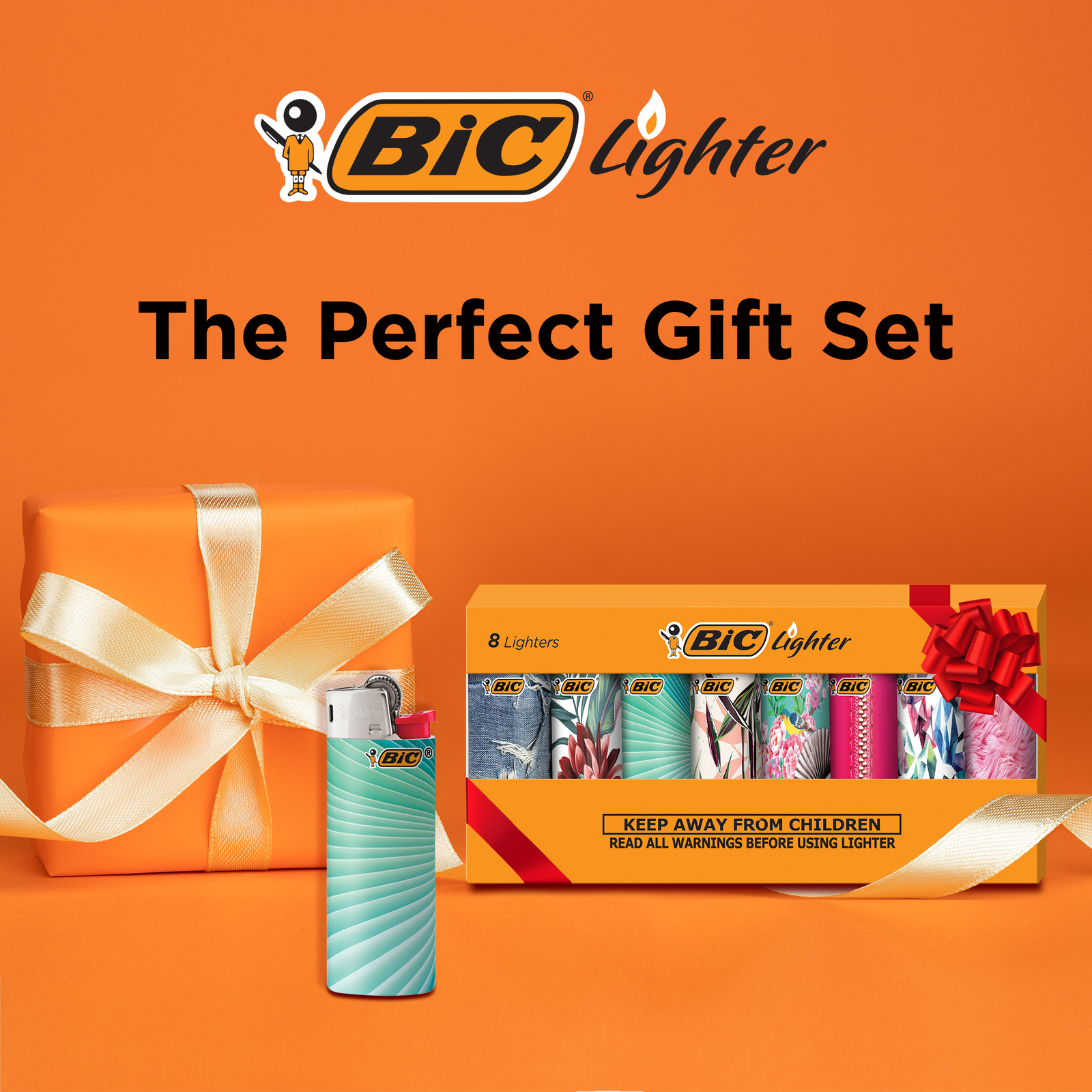 BIC Mini Lighter, Assorted Fashion Designs, Set of 8 Pocket Lighters