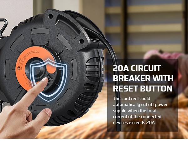 DEWENWILS Retractable Extension Cord Reel, 40FT 10AWG/3C SJTW Heavy Duty Power