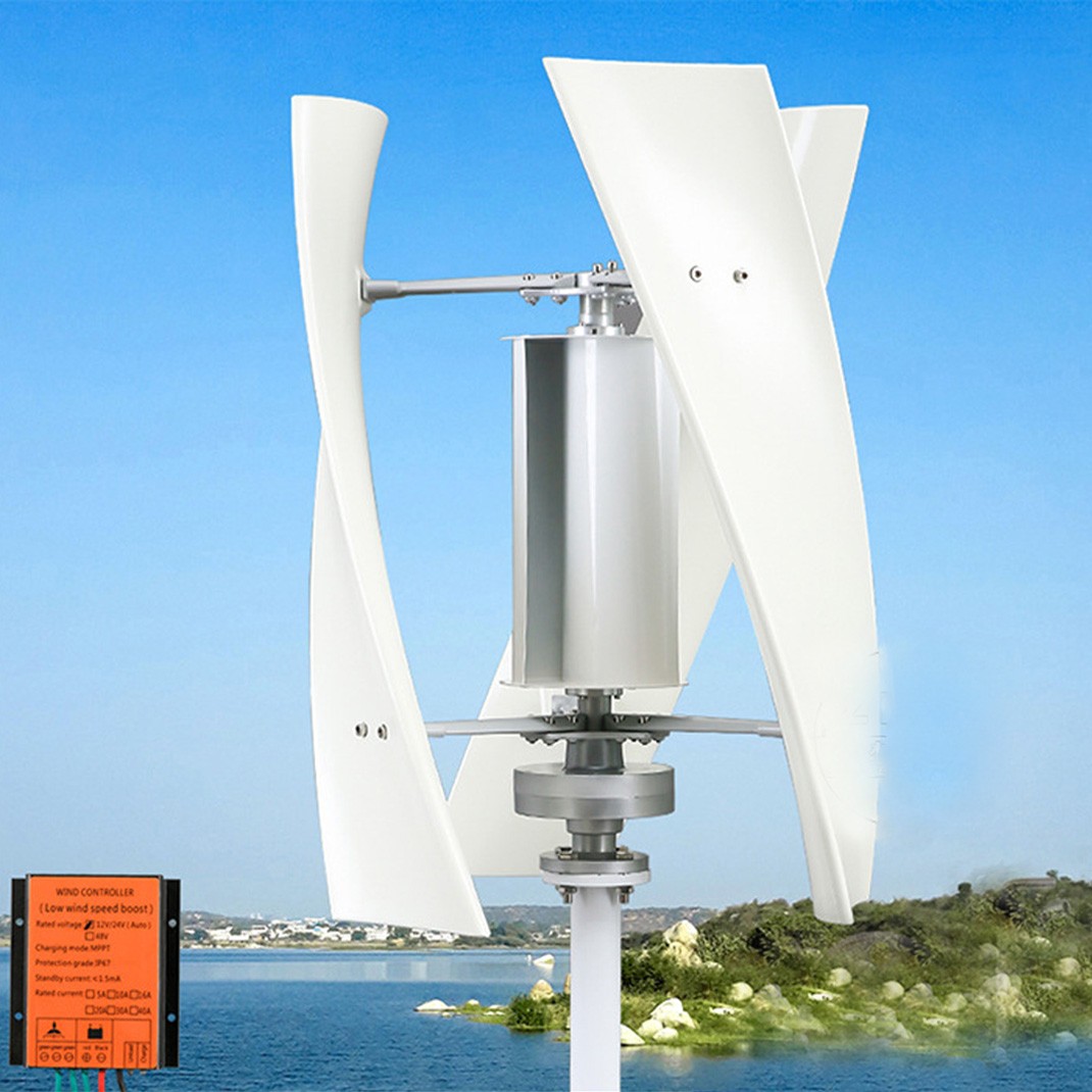 Vertical Axis Wind Turbine Generator 3000W Power Windmill MPPT Controller 48V DC