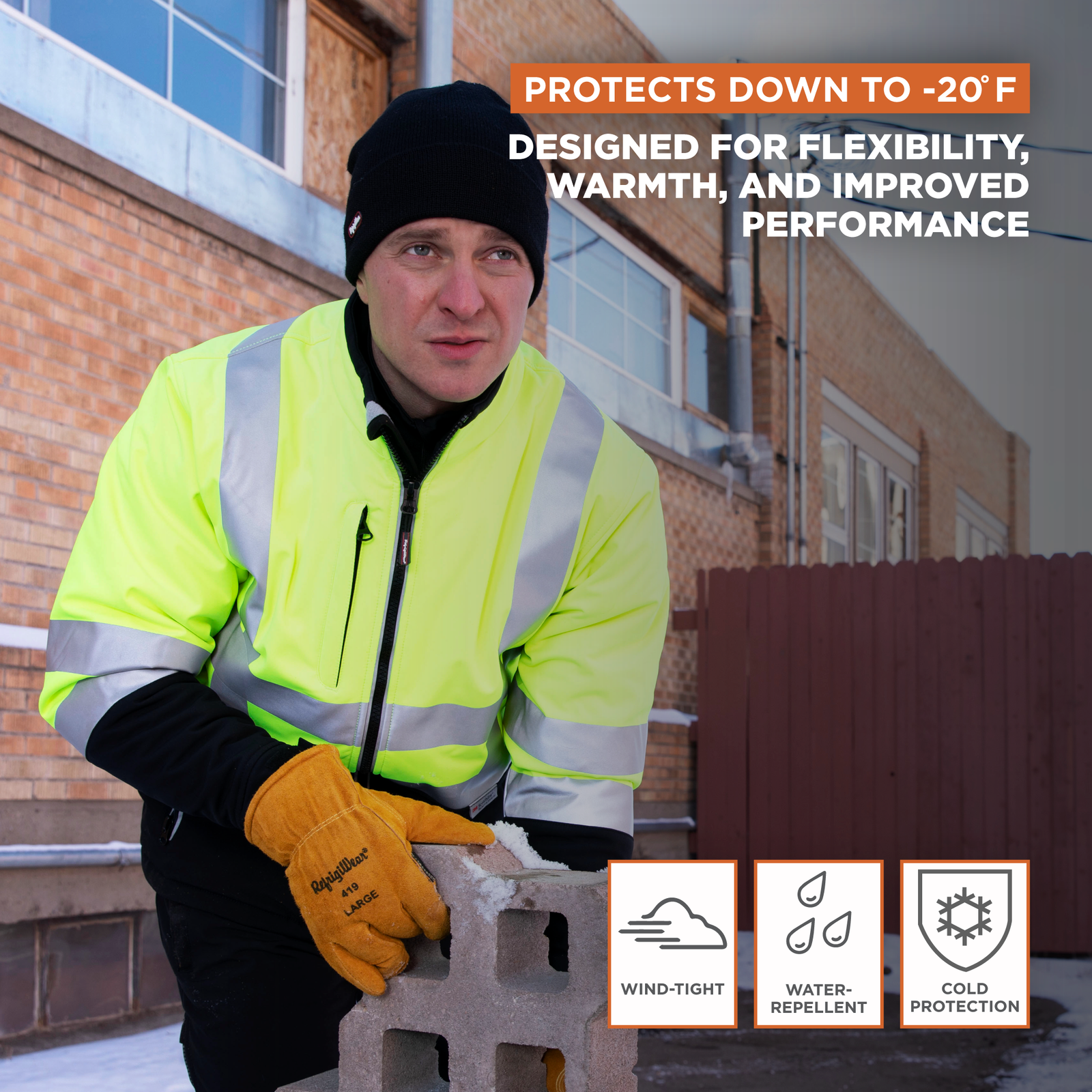 RefrigiWear Mens High Visibility Insulated Softshell Jacket with Reflective Tape