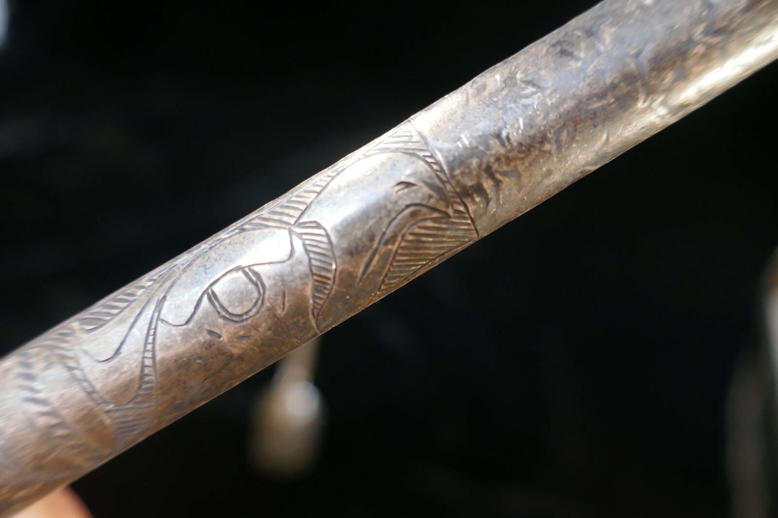 Rare Antique (Tlingit)  Native Hand Carved silver Salad Set  c:1900 Trade item