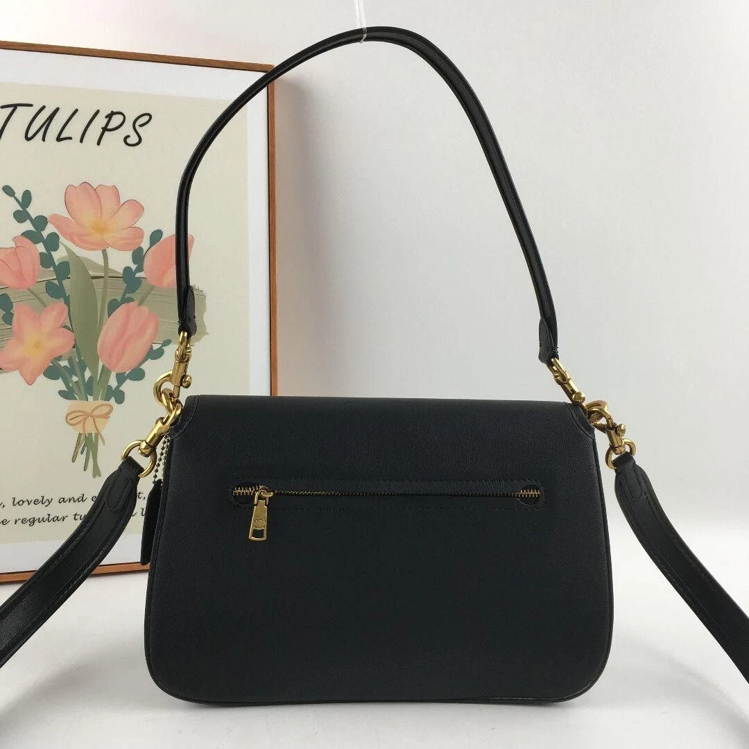 Coach C4823 Leather Soft Tabby Shoulder Bag 2 Way Crossbody Black Outlet