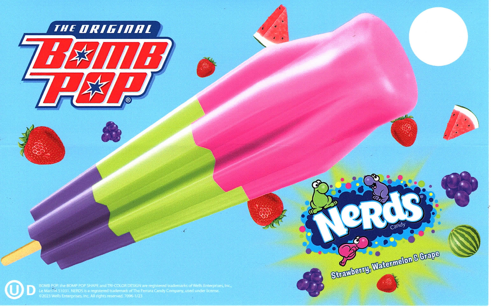 The Original Bomb Pop Nerds Ice Cream Truck Sticker Decal 8"x5"