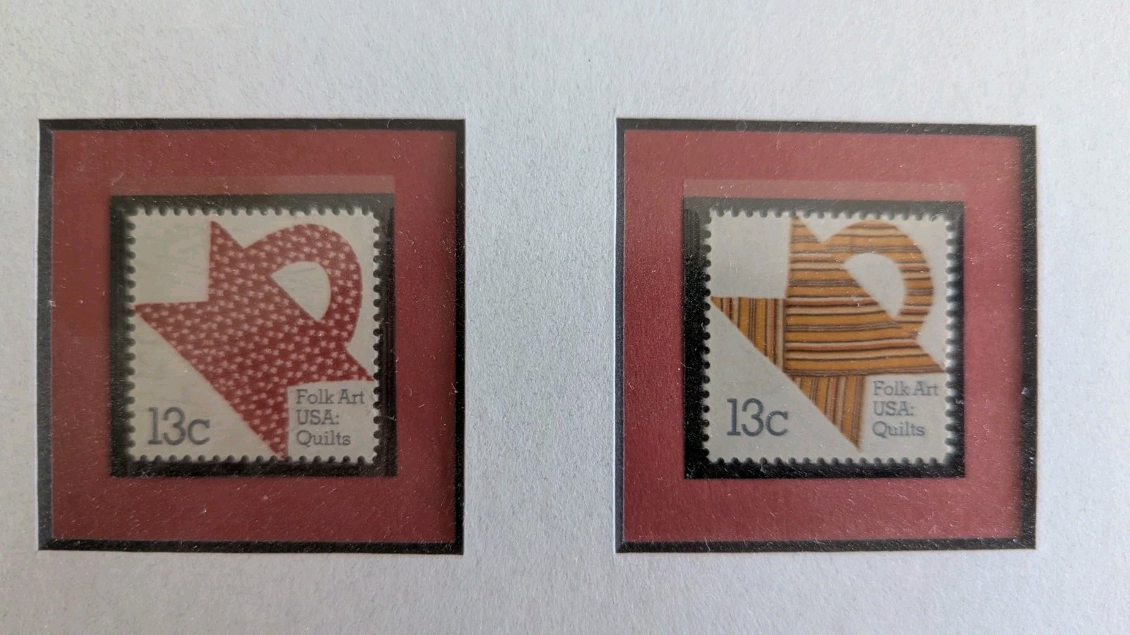 American Quilts First Day Cover Stamps 1978 Full Set Professionally Framed