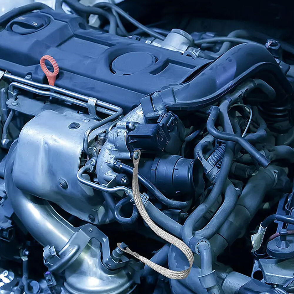 5× Braid Ground Strap Car Engine Ground Strap Cable Firewall Hood Wire End Ktis