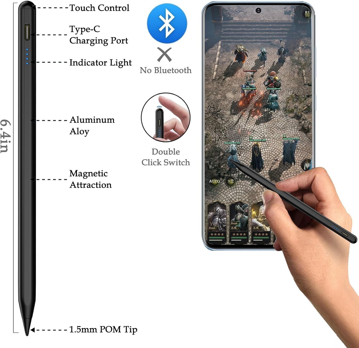 Touch Screen Pen Stylus Drawing Universal For iPhone iPad Samsung Amazon Tablet