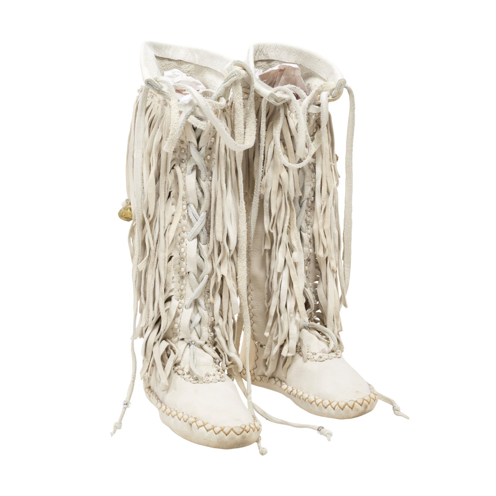 Puyallup White Deer Skin Dress and Moccasins