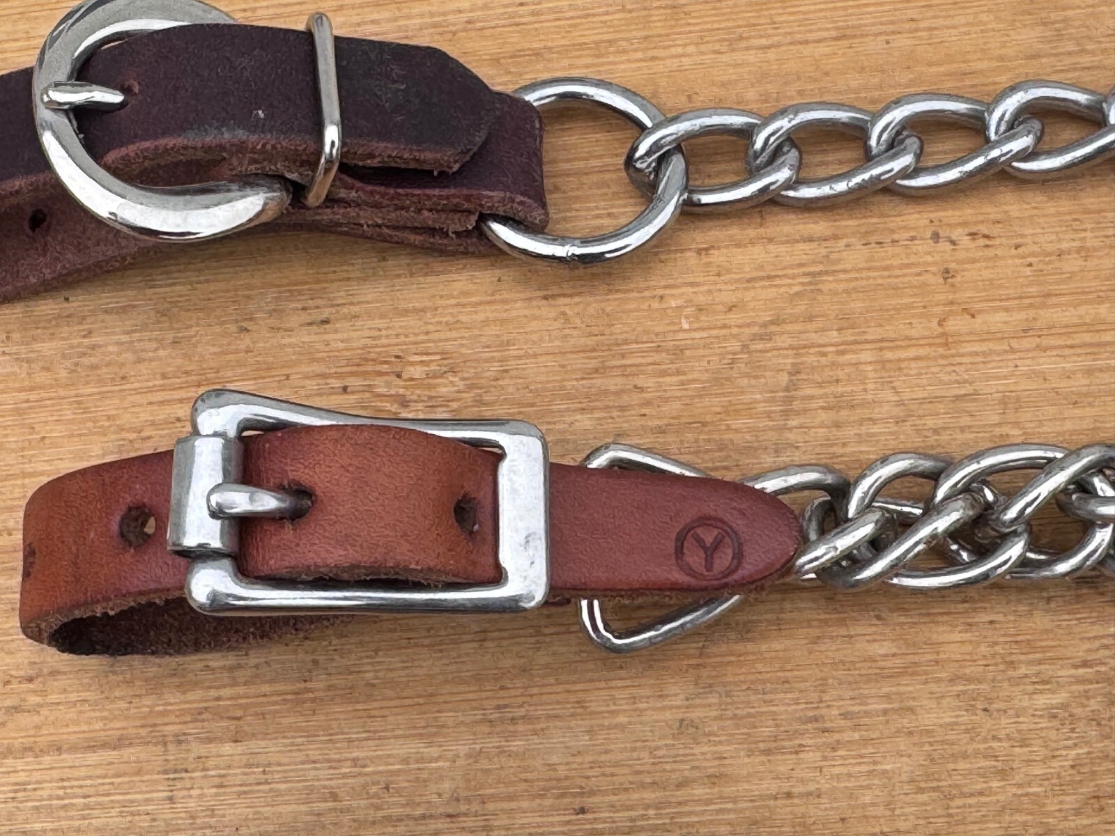 Western Tack Lot (3) QUALITY Leather Curb Chains ~ (1) Circle Y For Bridle