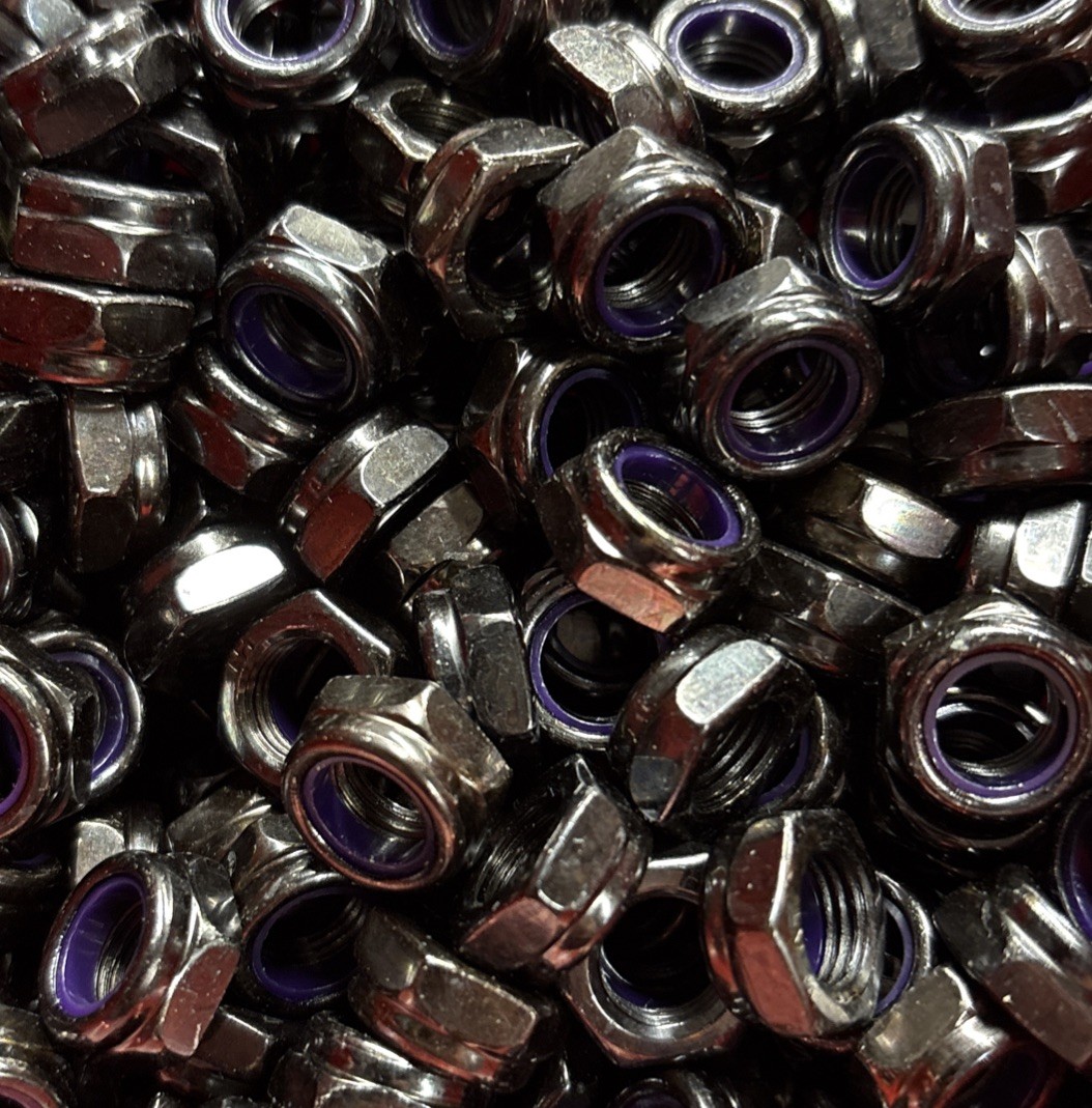 Steel Nylon Insert Locknuts- 3/8"-24 Thin Height- Black Zinc Plated- Lot of 100