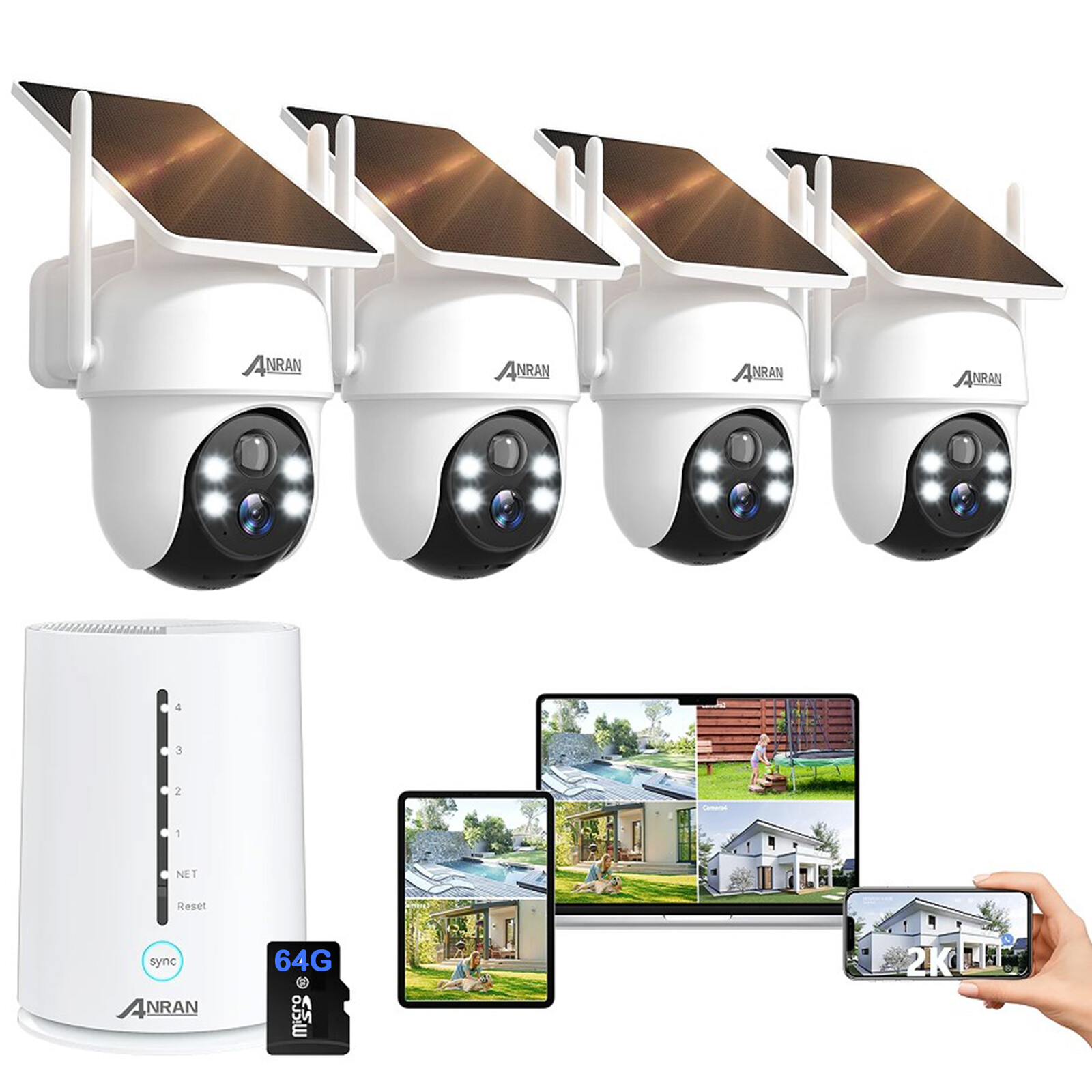 ANRAN Solar Battery Powered Wireless Security Camera System WiFi IP Outdoor Home