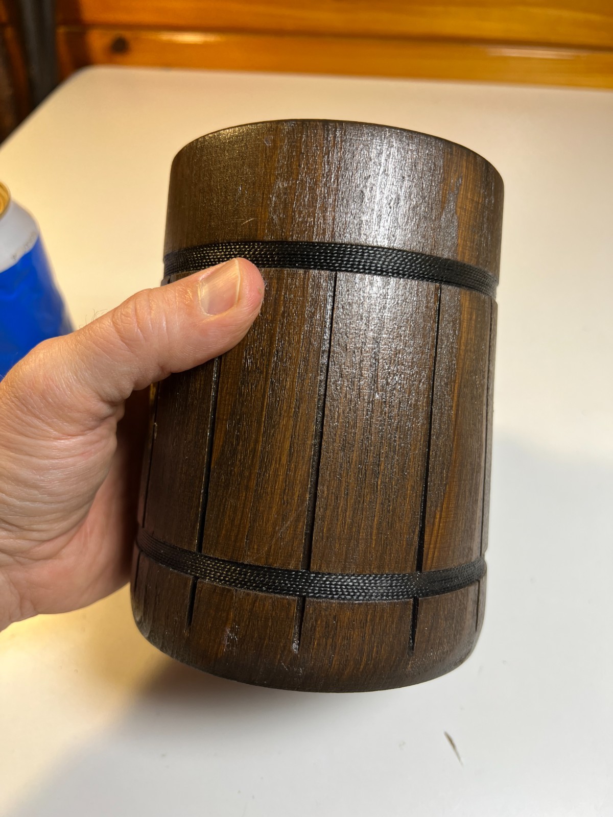 Medieval Wooden Wood Tankard Mug Cup Stein D&D Tavern LARP Stainless Steel DnD