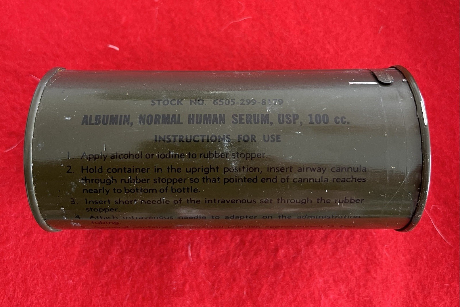 Vietnam War Era US Serum Albumin Can LRRP SEAL SOG MIKE FORCE First Aid Medic