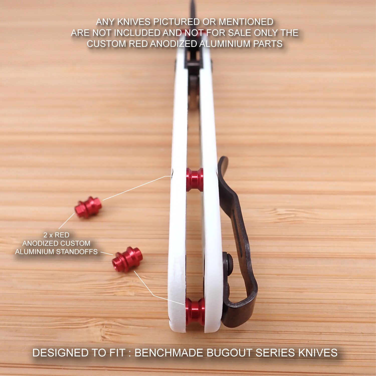 Benchmade 535 BUGOUT 535BK-2 4pc Custom Standoff + Thumb Stud Set - Anodized RED