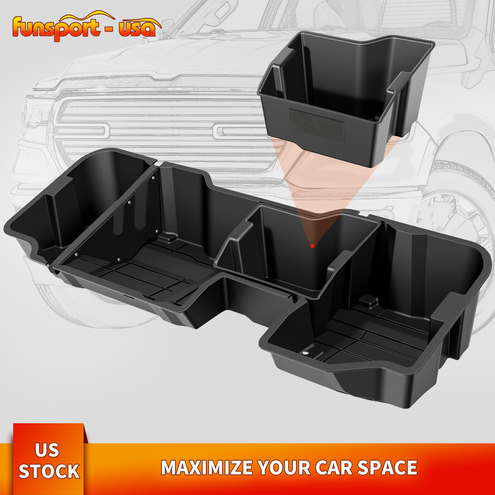 Rear Under Seat Storage for 2019-2025 Silverado Sierra 1500 20-24 2500HD 3500HD