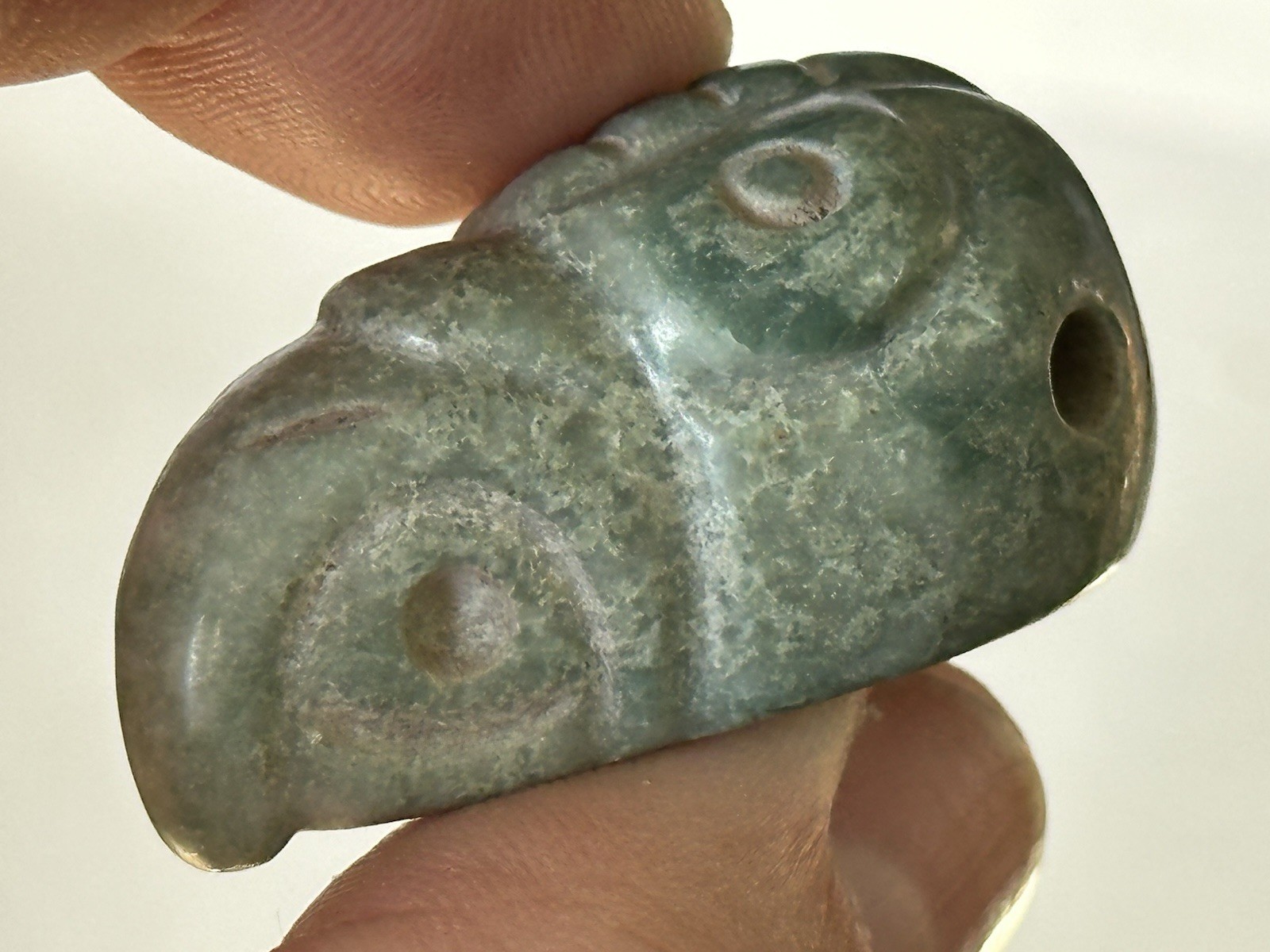EXCEPTIONAL PRE-COLUMBIAN BIRD EFFIGY MAYAN JADE PENDANT FIGURINE IDOL MAYA, COA