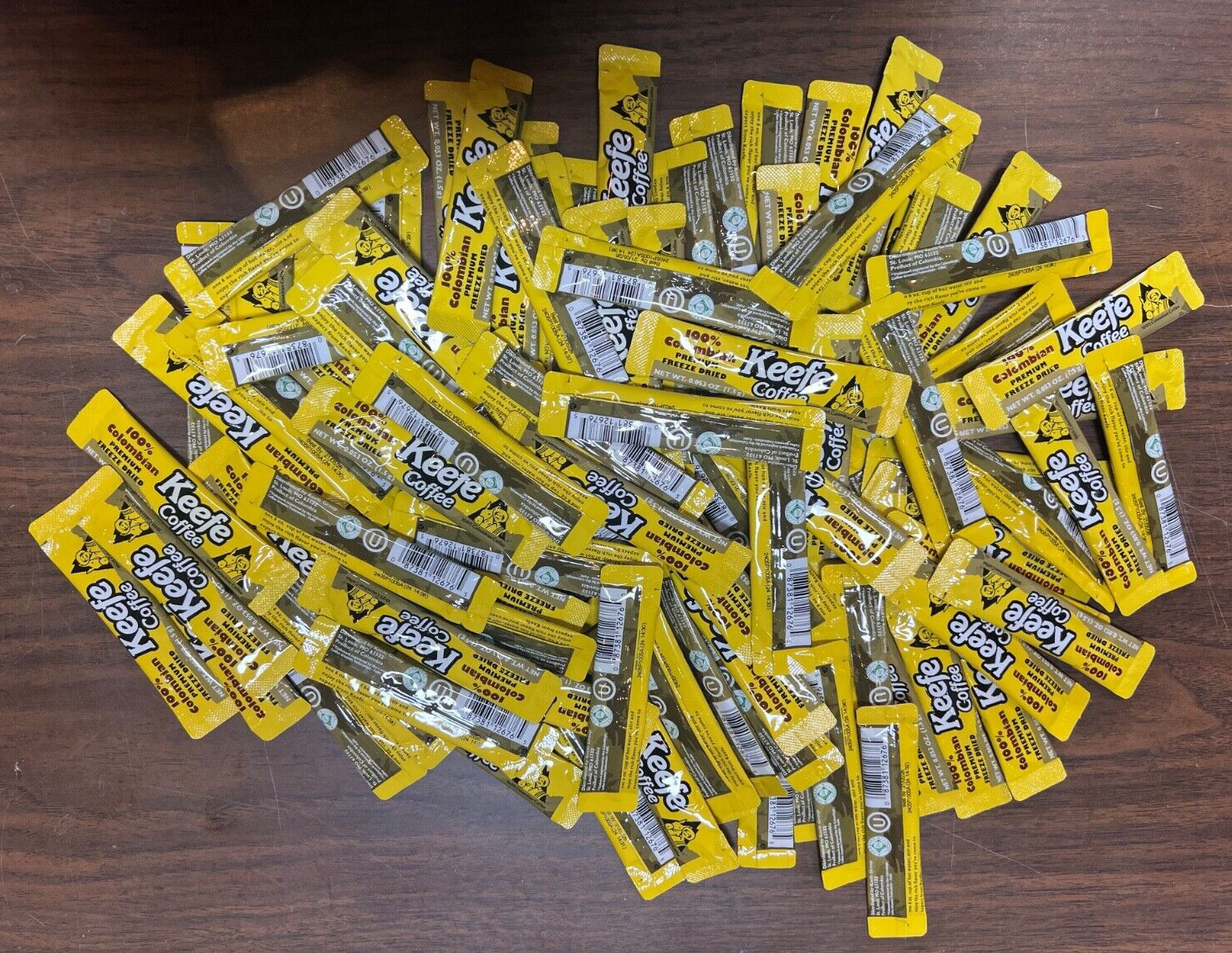 100 packets of Keefe 100% Colombian Premium Freeze Dried Coffee Free Shipping!