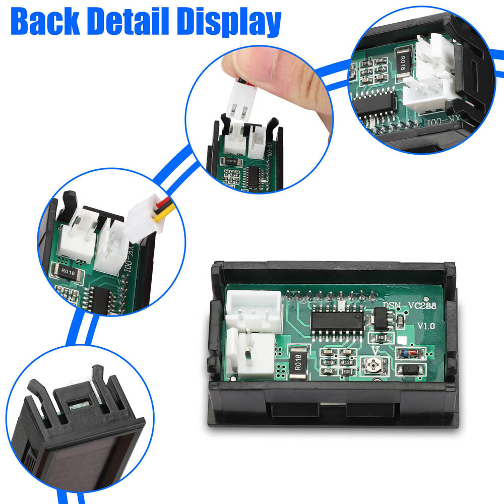 5pcs LED Digital Voltmeter Ammeter Dual Volt Amp Meter Voltage Gauge DC 100V 10A