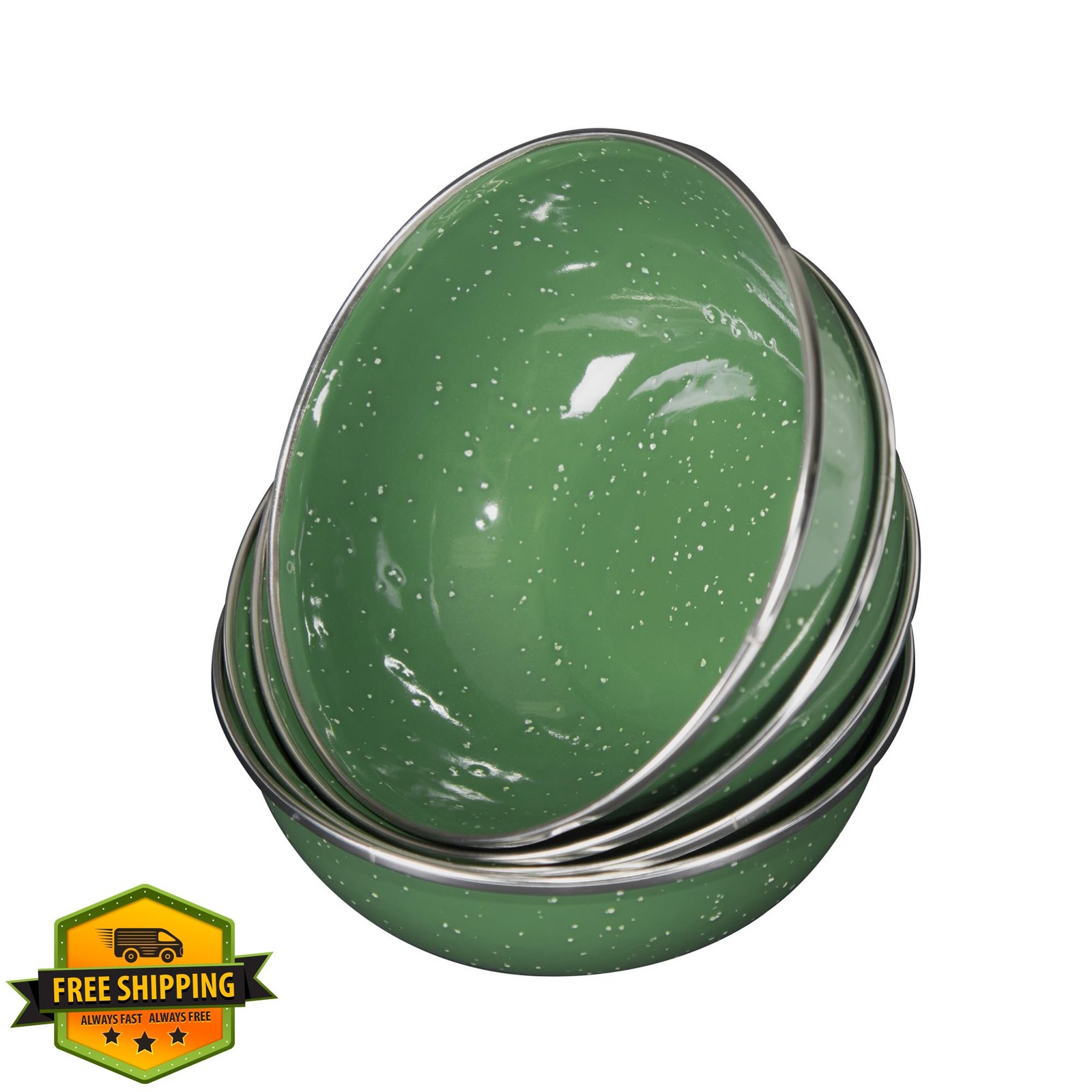 Stansport 24-Piece Enamel Tableware Set Camping Bowls Plates