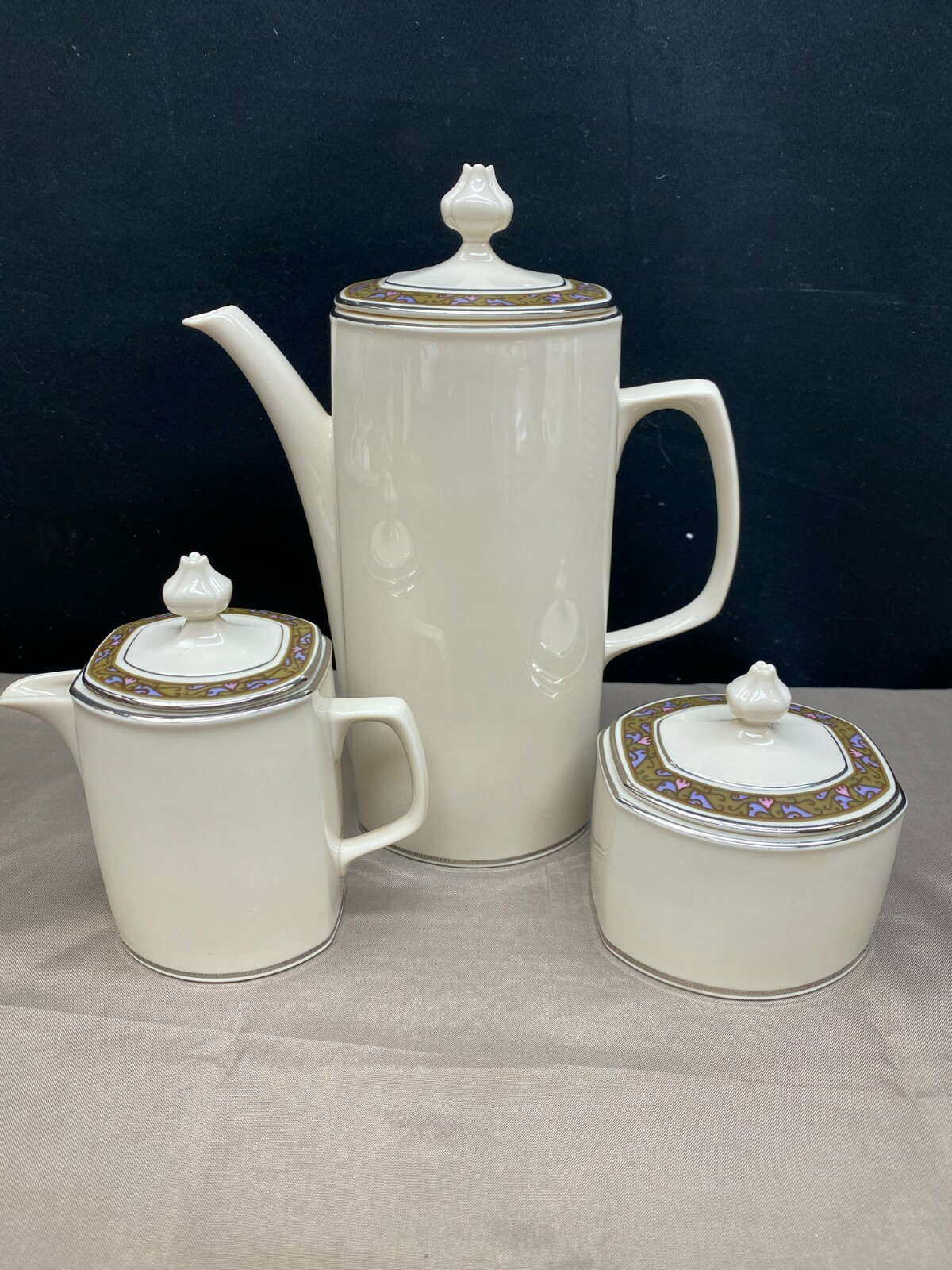 Franciscan "CONSTANTINE" Masterpiece ~ USA ~ 5 Cup Coffee Pot, Creamer, Sugar