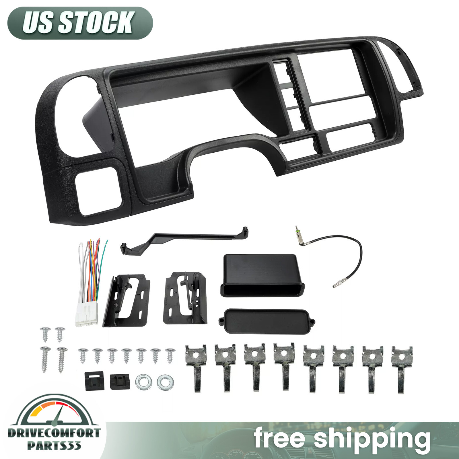 For GMC 1995-2002 Full Size Trucks / SUVs Radio Stereo Double Din Truck Dash Kit