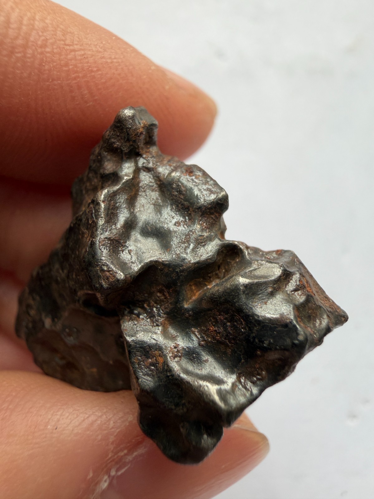 Sikhote-Alin Iron Meteorite 13.8g with Exemplary Regmaglypts Small Impact Crater