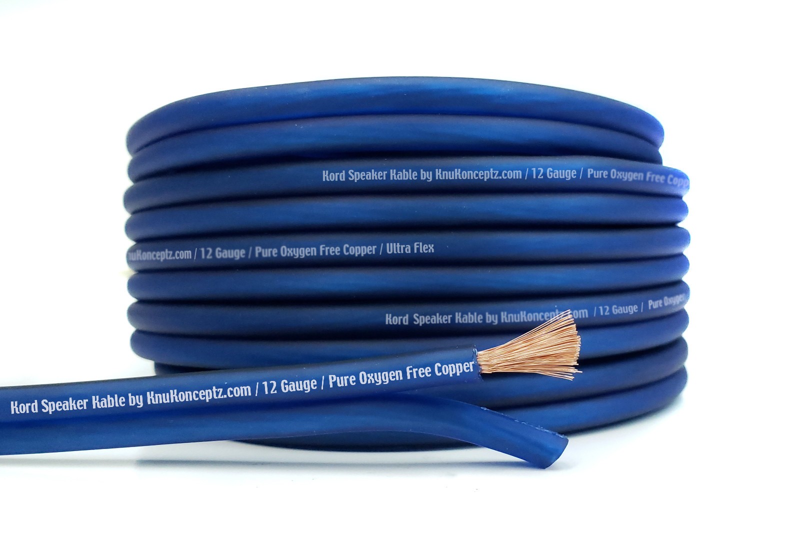 KnuKonceptz Kord 10 12 14 16 Gauge Blue Copper Speaker Wire Cable OFC lot
