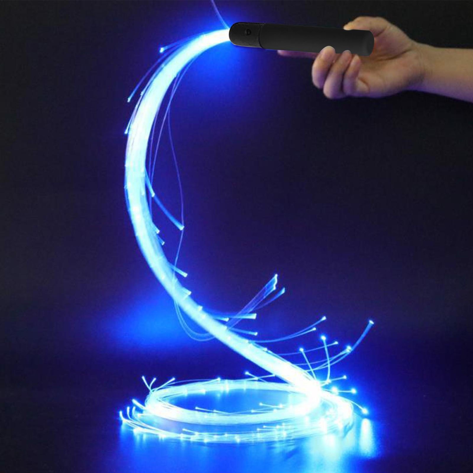 LED Fiber Optic Whip Strip Light 360° 7 Glowing Colors Flashlight Show Music