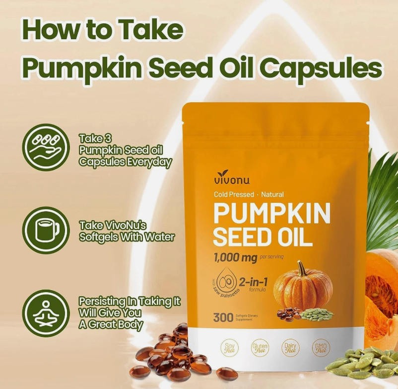 Pumpkin Seed Oil with Saw Palmetto Capsules Hair Care Hair Loss | 300 Softgels