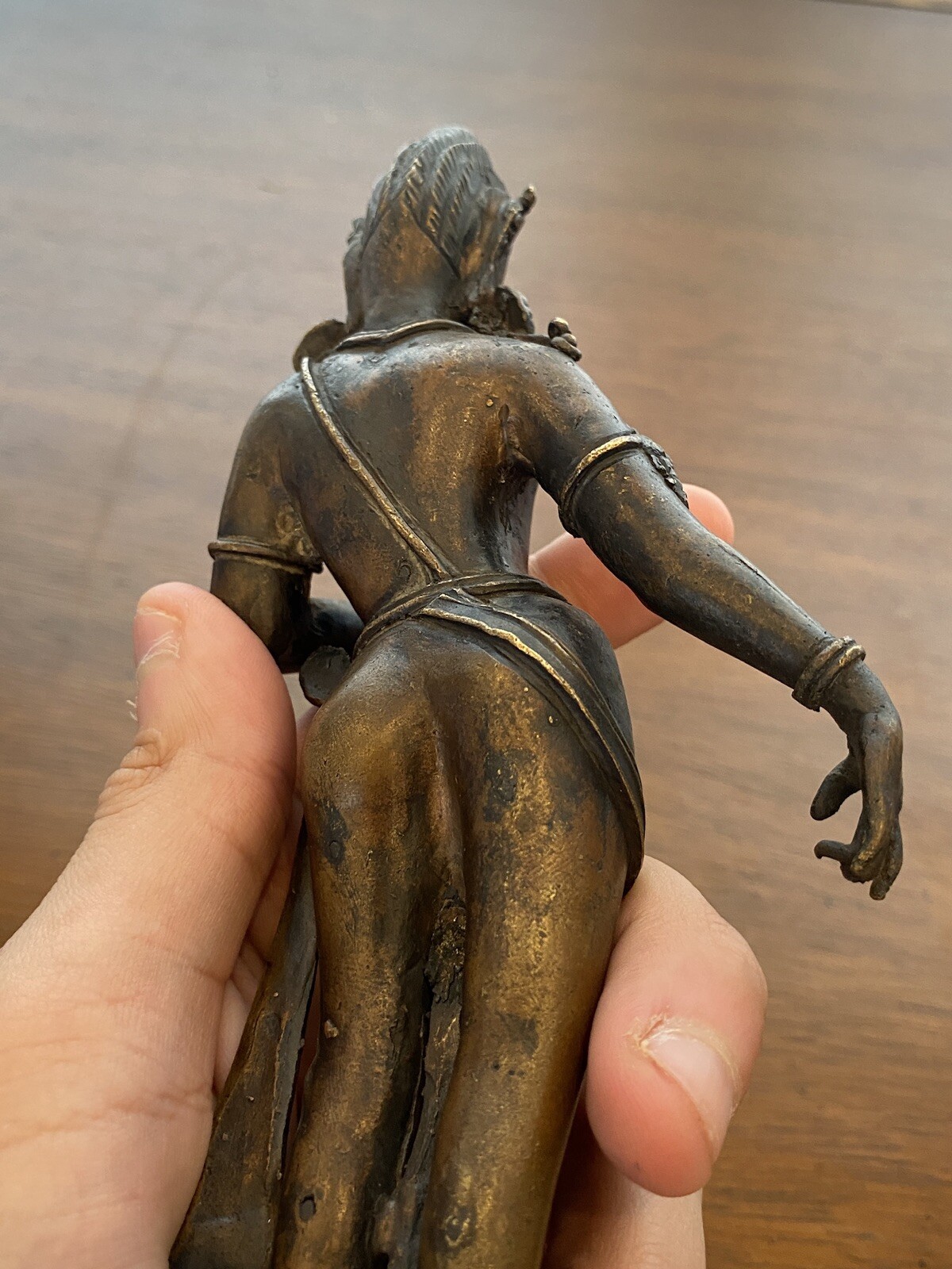 ANTIQUE Buddhist Deity Avalokiteshvara Bodhisattva Cast Bronze Sculpture 8.5"H