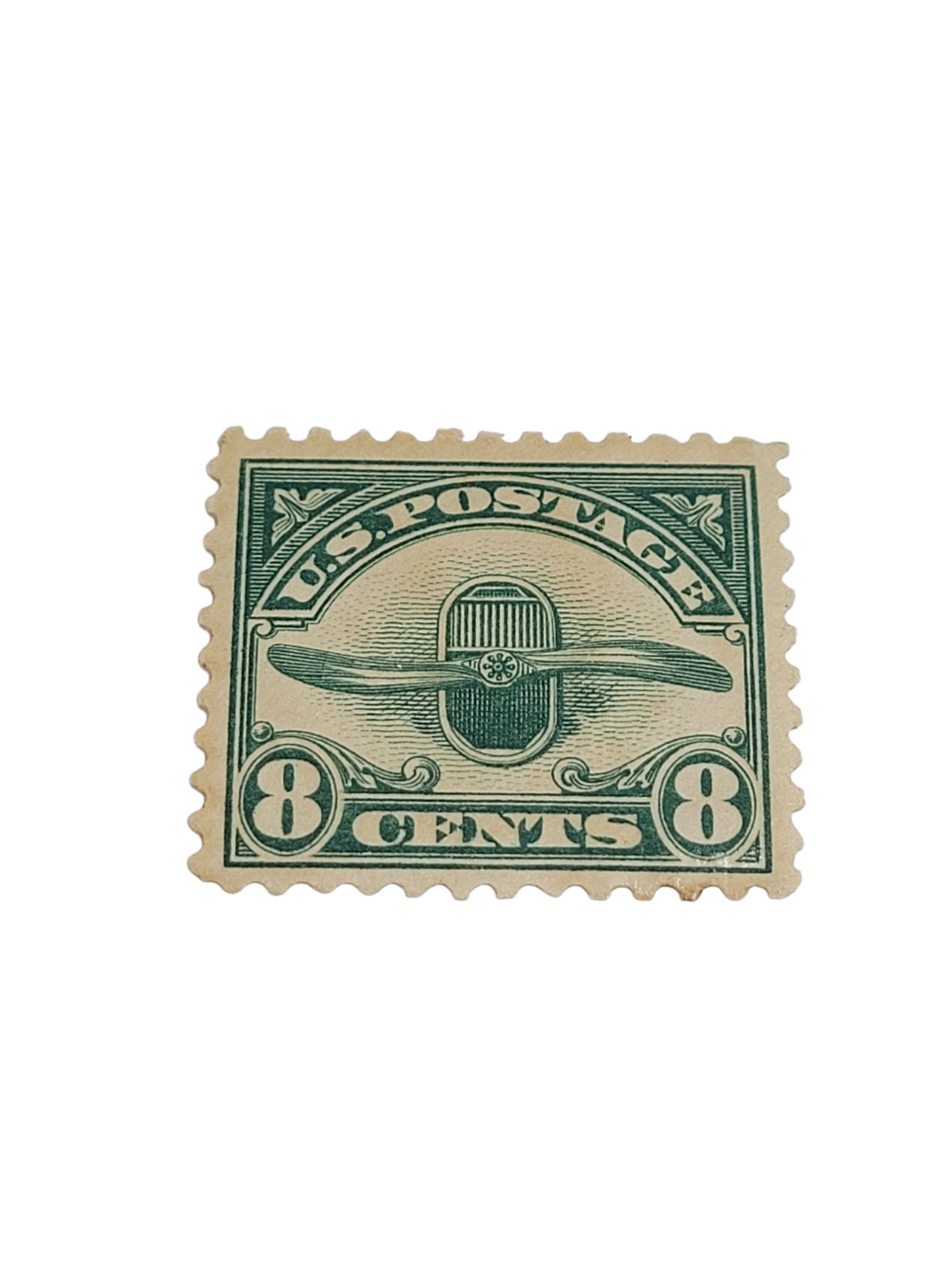 US SCOTT #C4 8-CENT GREEN PROPELLER AIR MAIL STAMP 1923, CV$40, See Pics