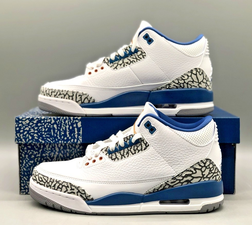 Jordan 3 Retro "White and True Blue" Basketball Shoes Size US 7-12