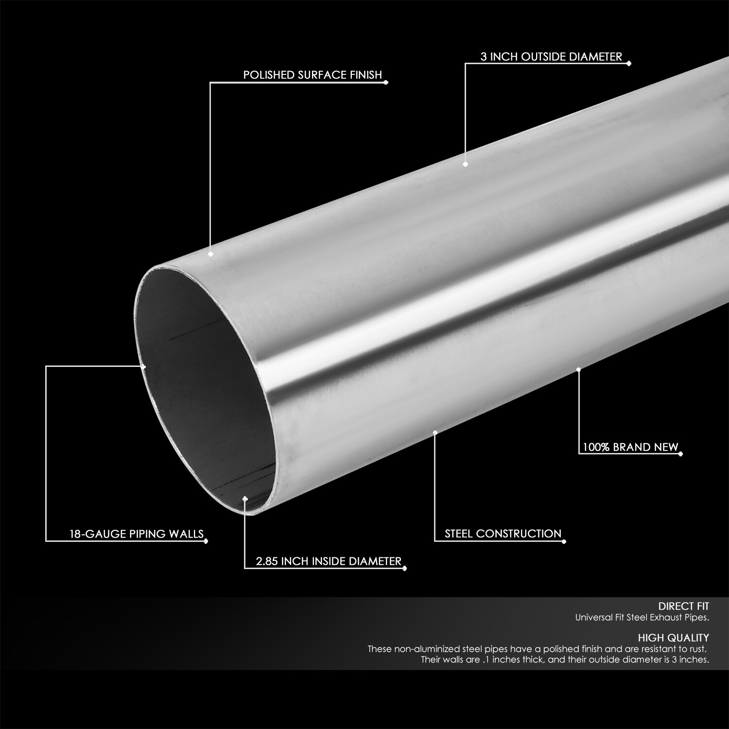 16Pcs 3"OD Stainless Mandrel Bend Straight U-Bend Custom Exhaust Tubing Pipe Kit