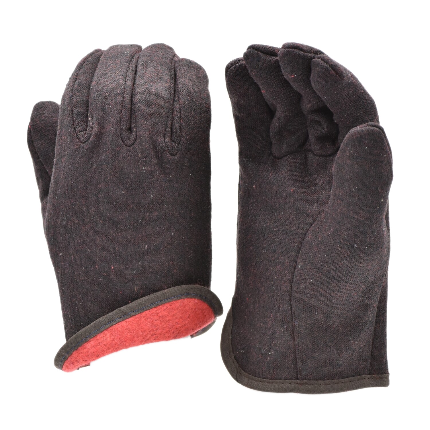 G & F 4414 Brown Jersey Winter Work Gloves With Red Fleece Lining
