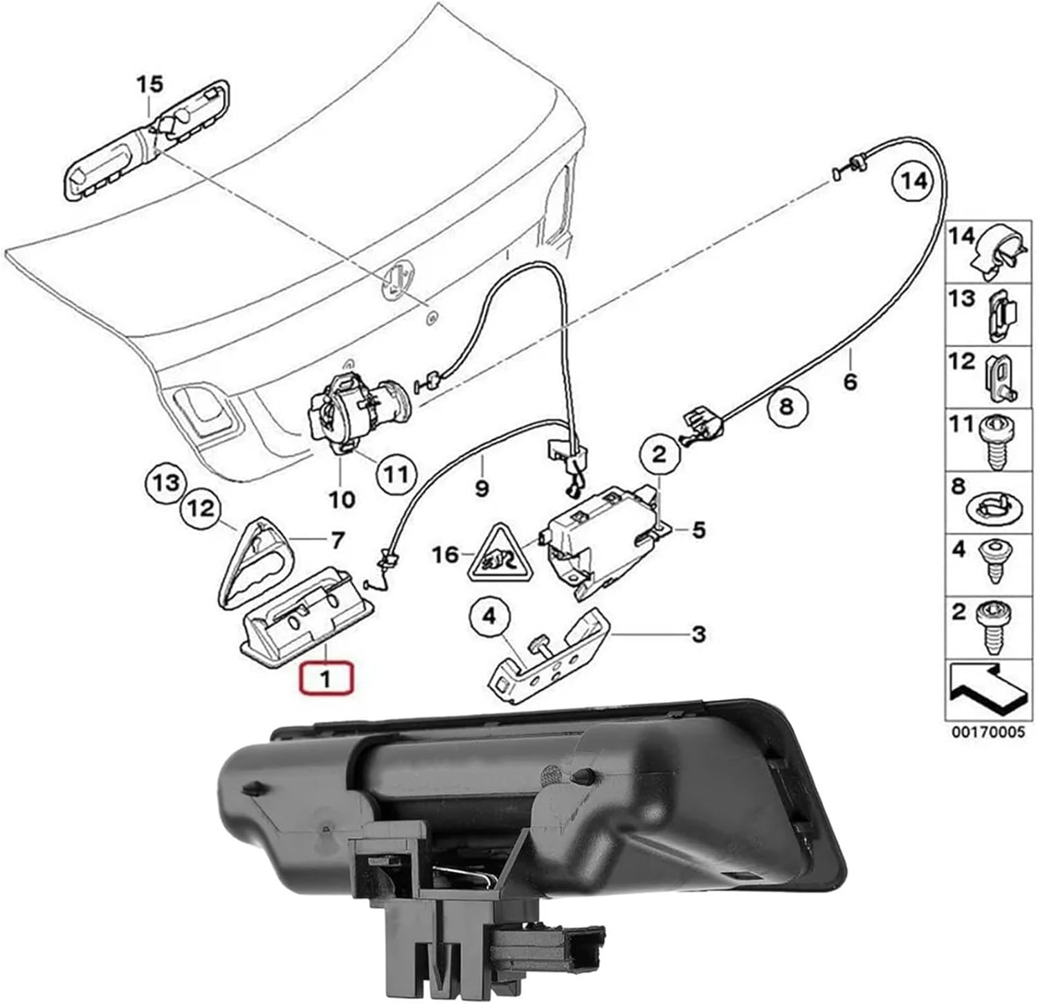 51247118158 For BMW E60 E90 E91 Boot Tailgate Handle Trunk Handle Release Switch