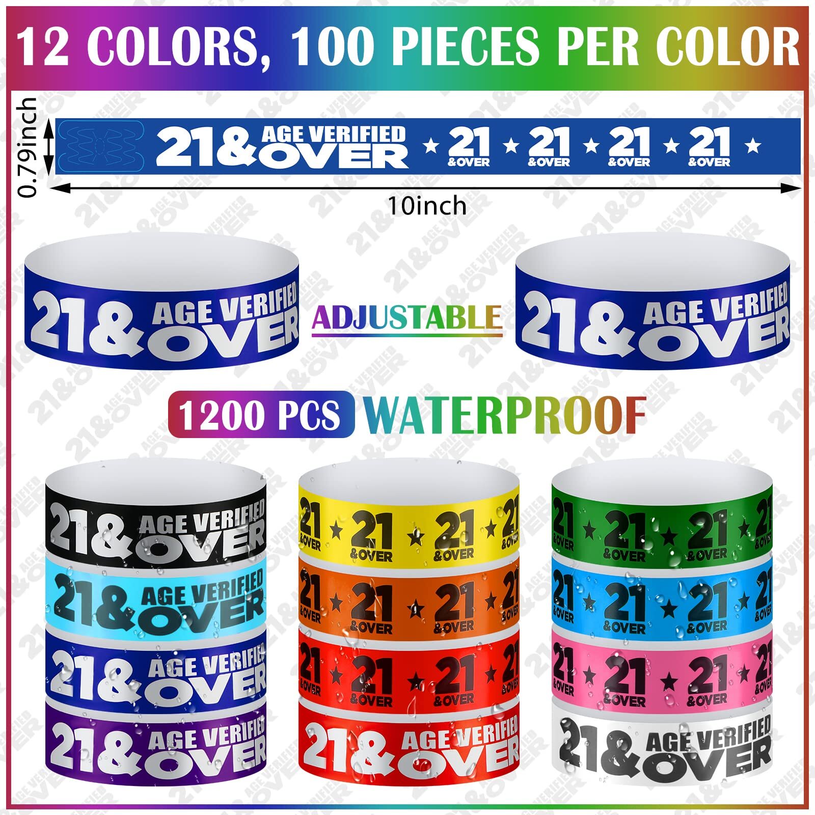 Teling 1200 Pcs over 21 Paper Wristbands Events Wristbands Colored Waterproof...