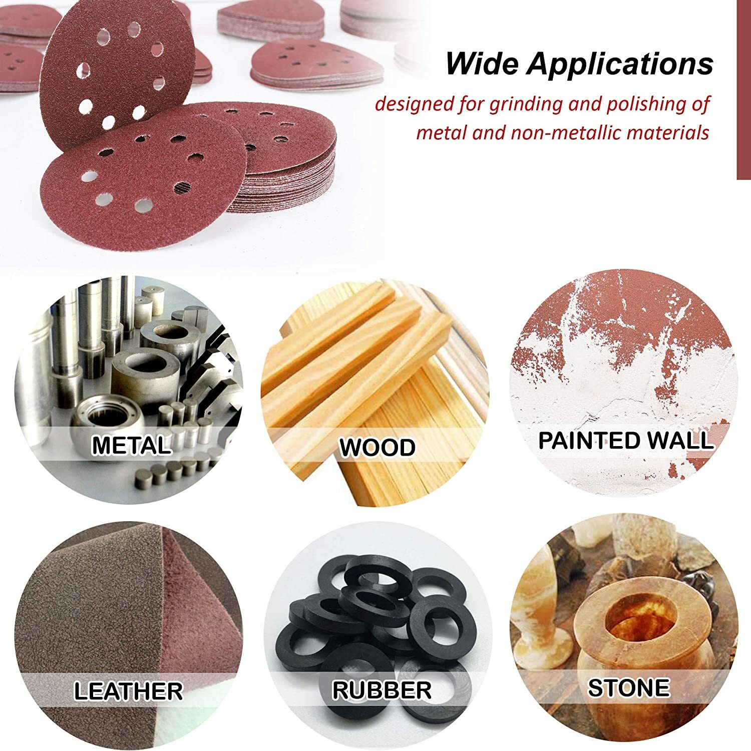 5inch Sanding Discs 40-1000 Grit Hook Loop 8-Hole Orbital Sander Paper Sandpaper
