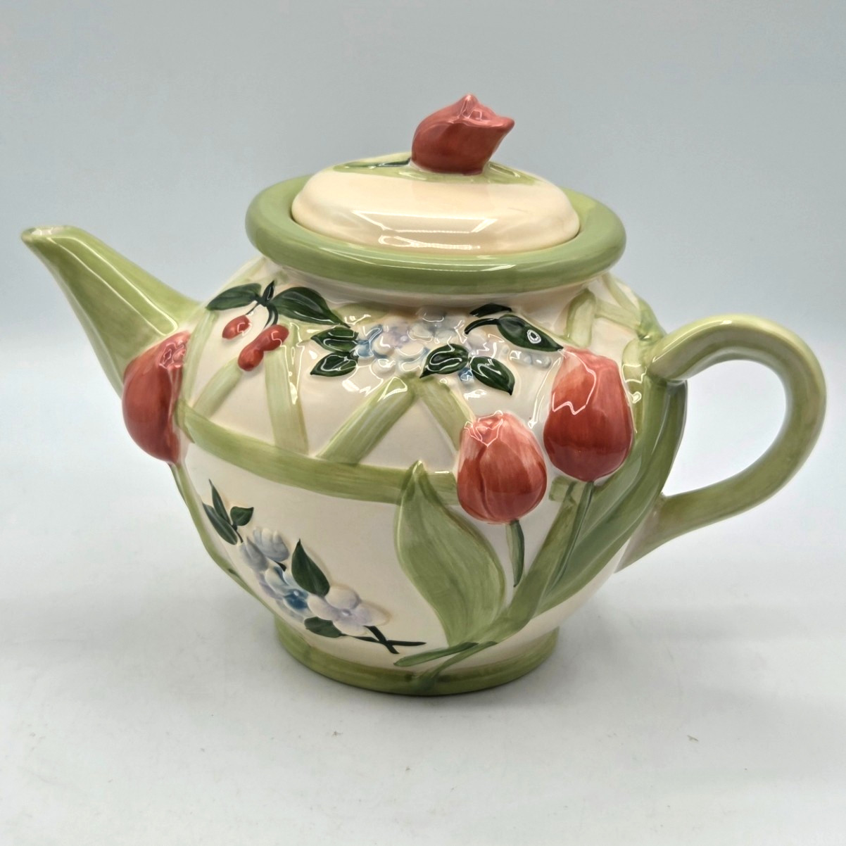 Pfaltzgraff Garden Party Ceramic Teapot Floral Cottage Core Decor