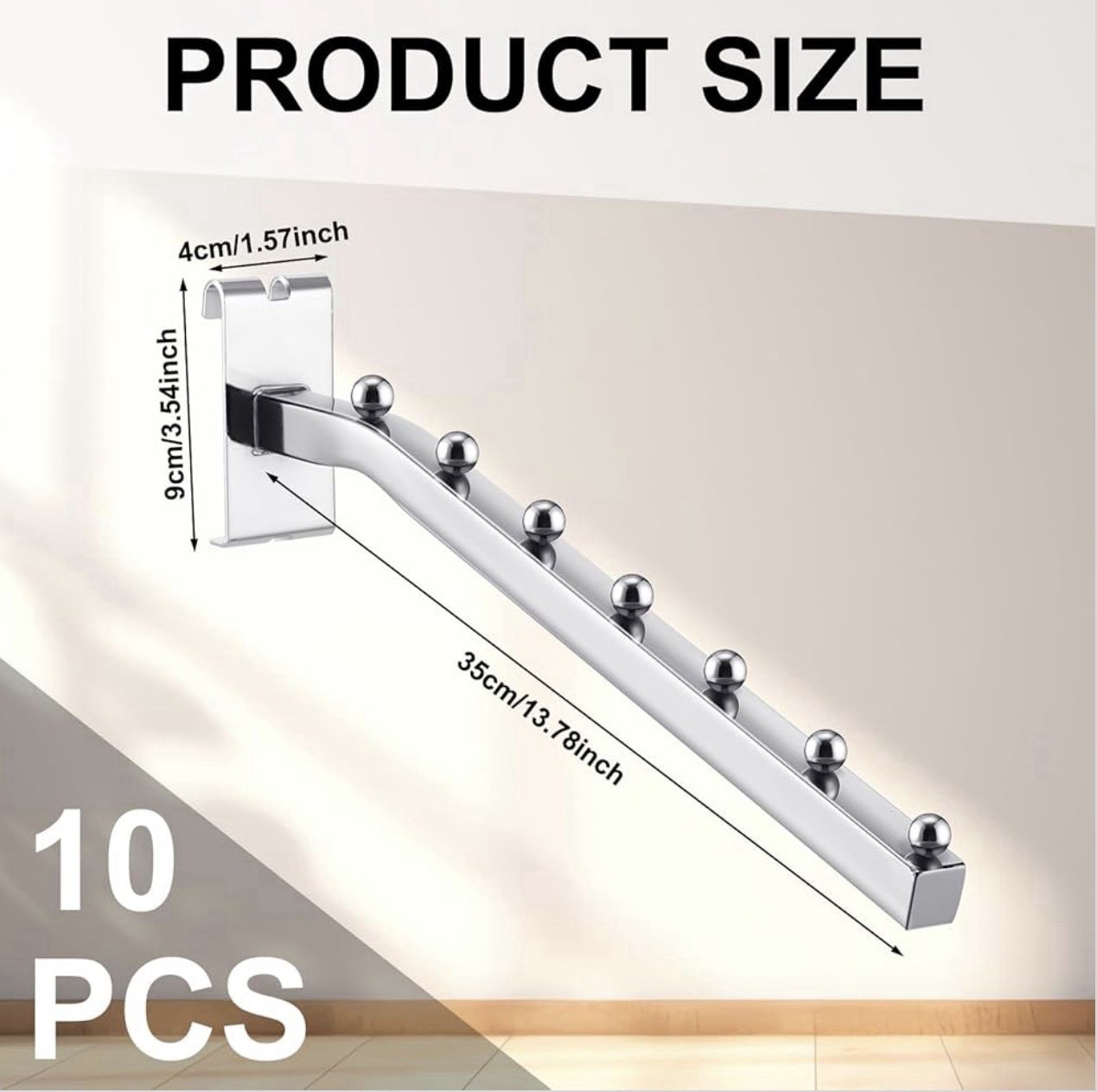 10 Pack 7 Ball Waterfall For Gridwall 13.8” Metal Hangers Display Chrome