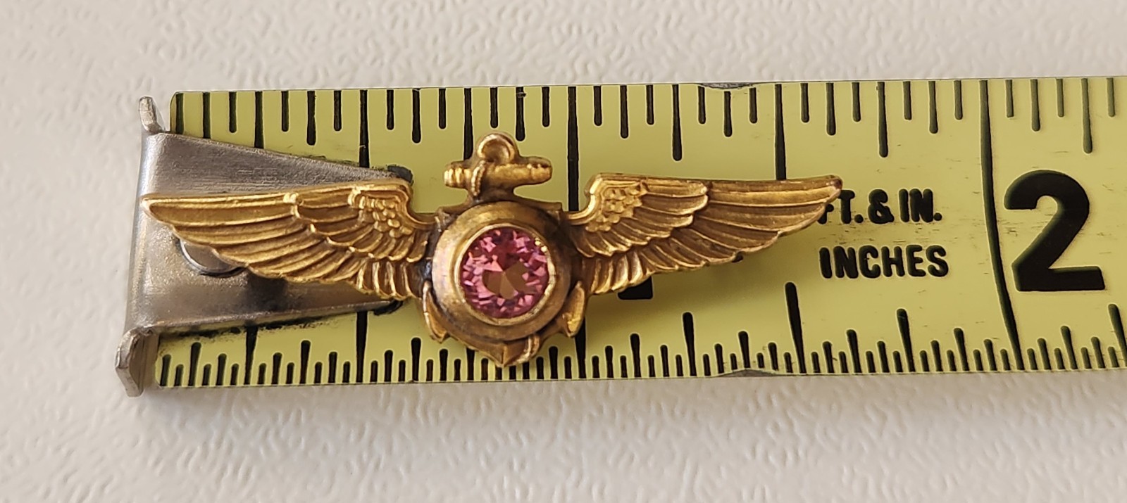Vtg WWII US Navy Aviator Pilot Sweetheart Wings Pin H&H 1/20 12k GF W/Gemstone