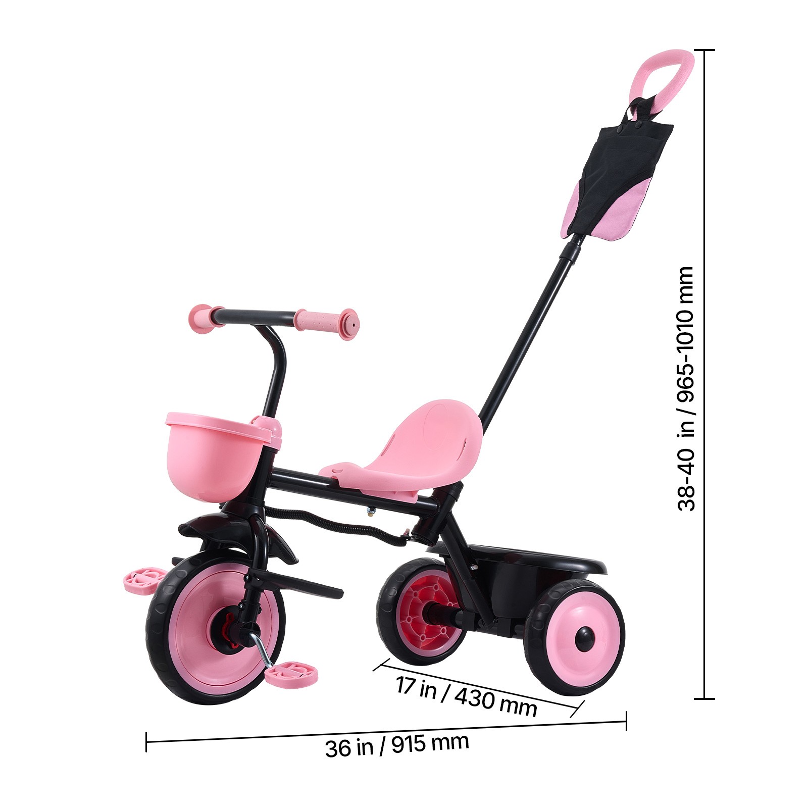 Uimoso Toddler Tricycle & Stroller for Ages 1.5-5 Kids Trike with Push Handle