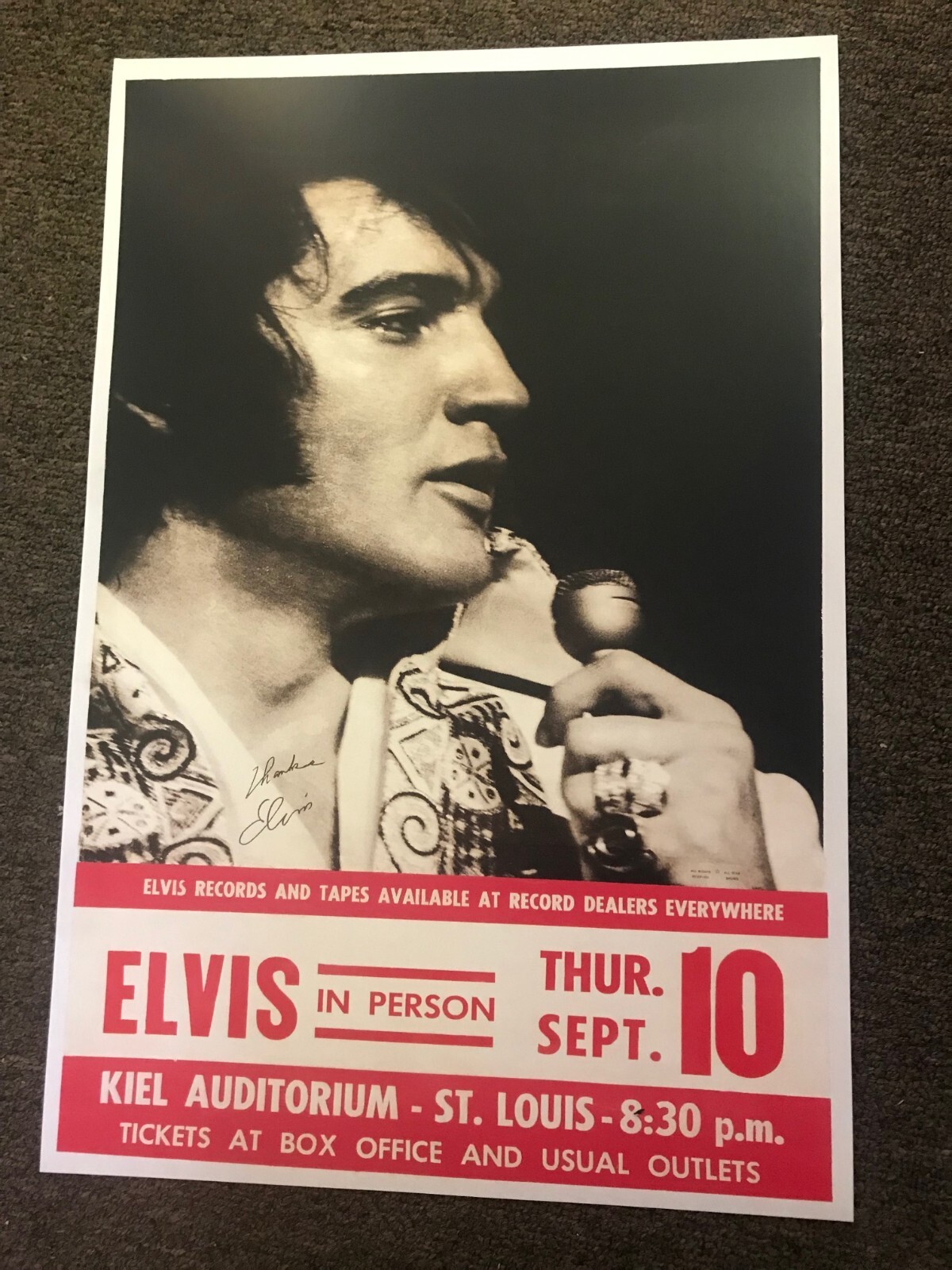 Elvis Presley In Person 1970 St. Louis Concert Poster 12"x18"
