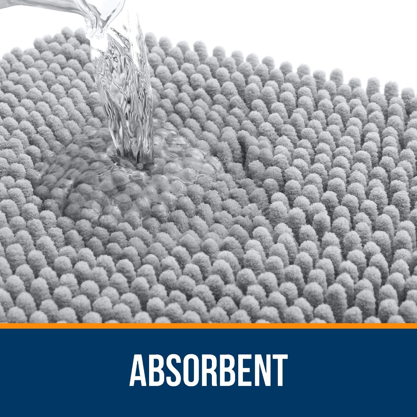 OLANLY Bathroom Rugs 44x32, Extra Soft Absorbent 44" x 32", Light Grey