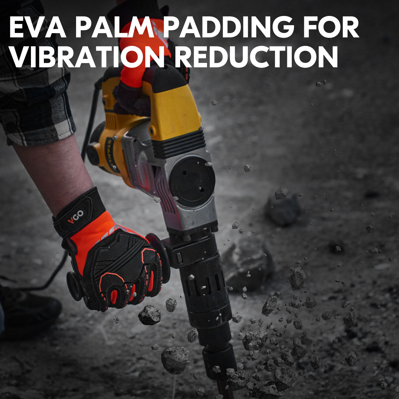 Vgo 1/2 Pairs Heavy Duty Work Gloves,Mechanic Gloves Impact-Absorb(OrangeSL8849)