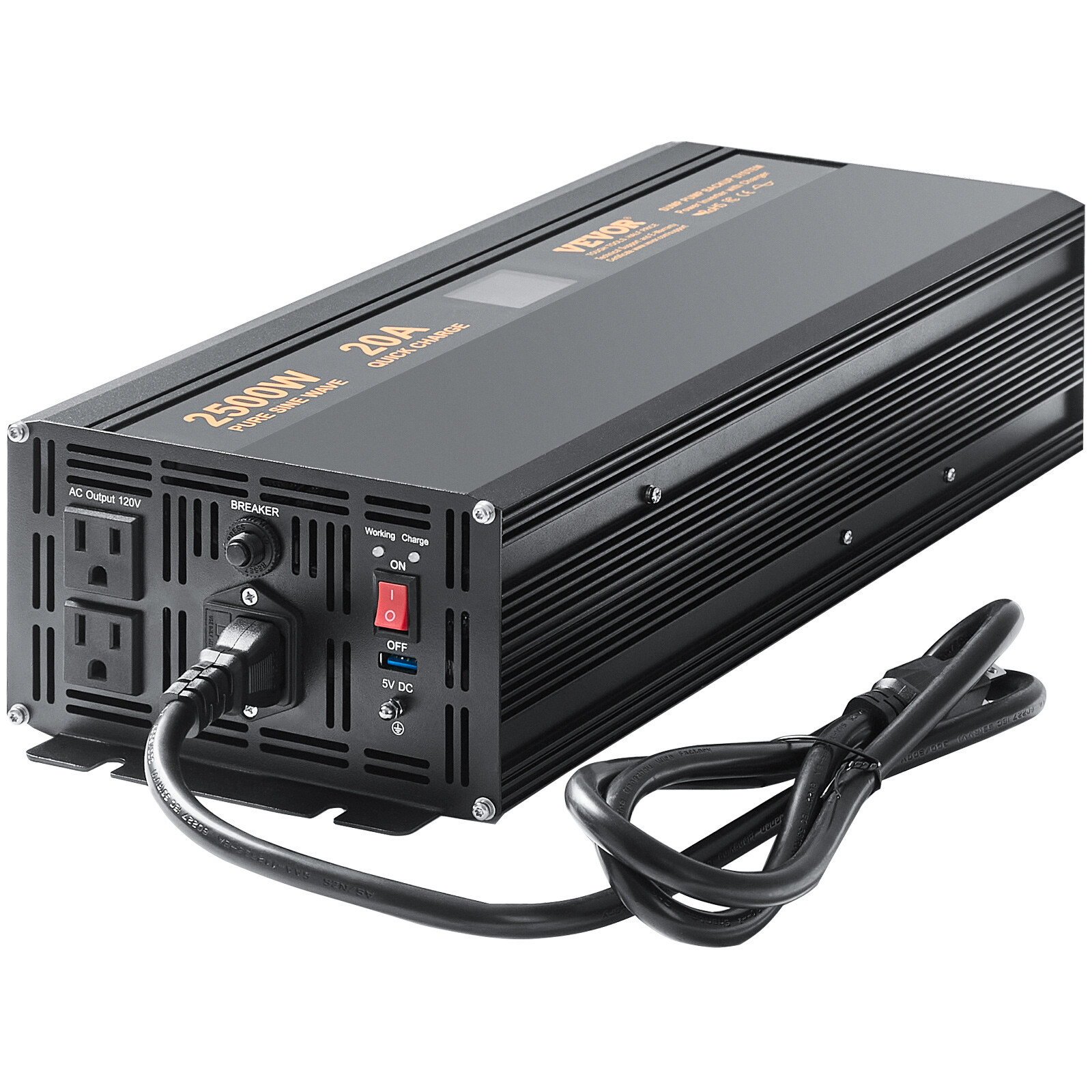 VEVOR 2500W Sump Pump Battery Backup System Inverter LCD Emergency Power Outage
