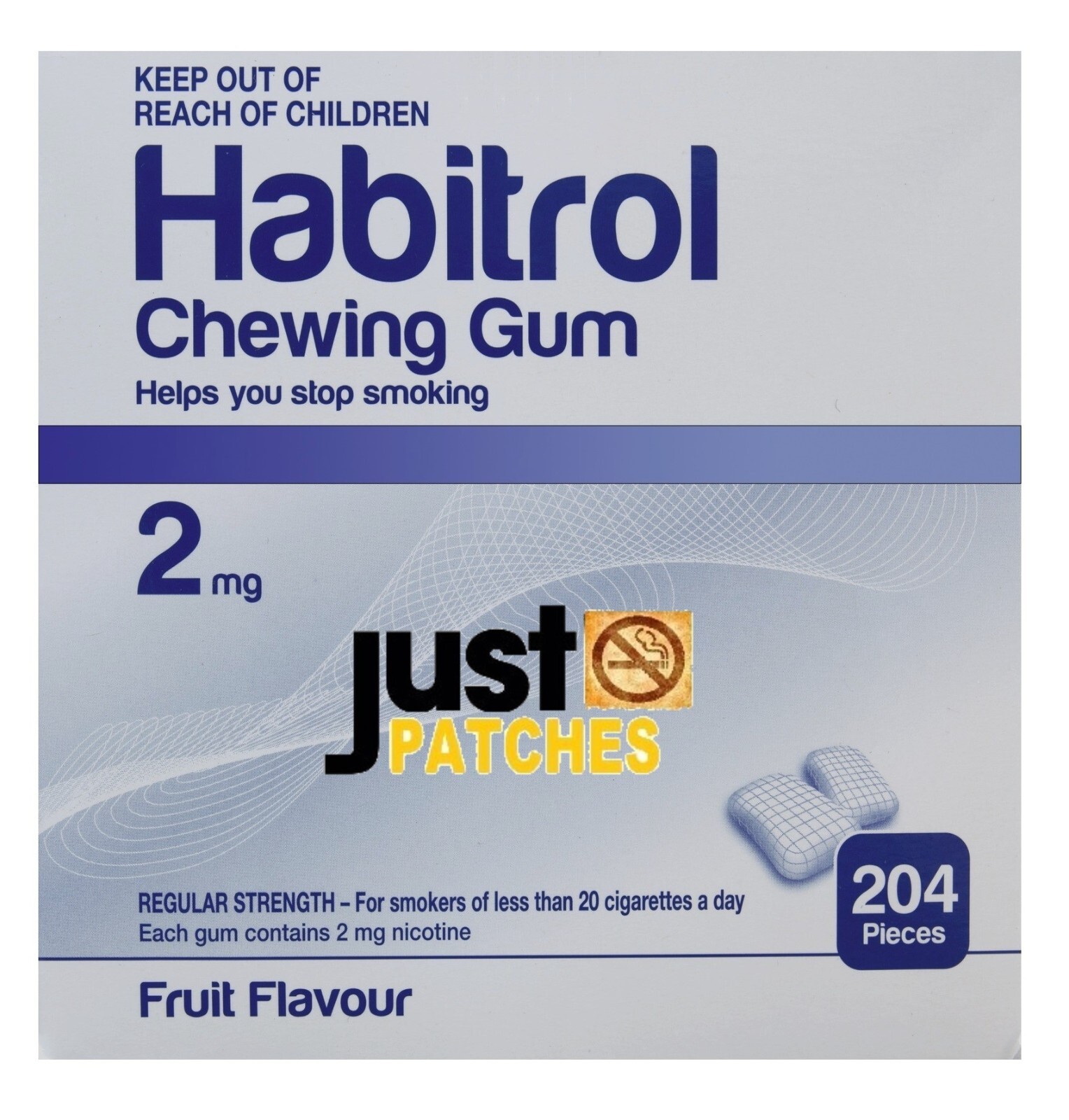 Habitrol Nicotine Gum 2 mg FRUIT Flavor (204 Pieces, 1 Box) NEW 11/2025