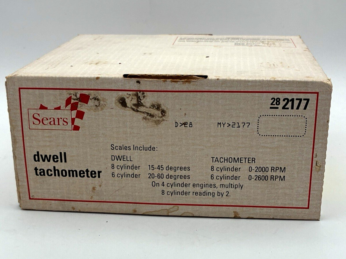 Vintage Sears Dwell Tachometer Model 28-2177 w/ Box Manual Diagnostic Meter
